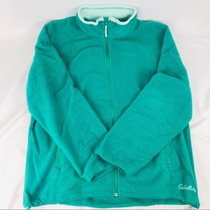 Cabelas Green Zip Up Fleece Jacket Sz XL